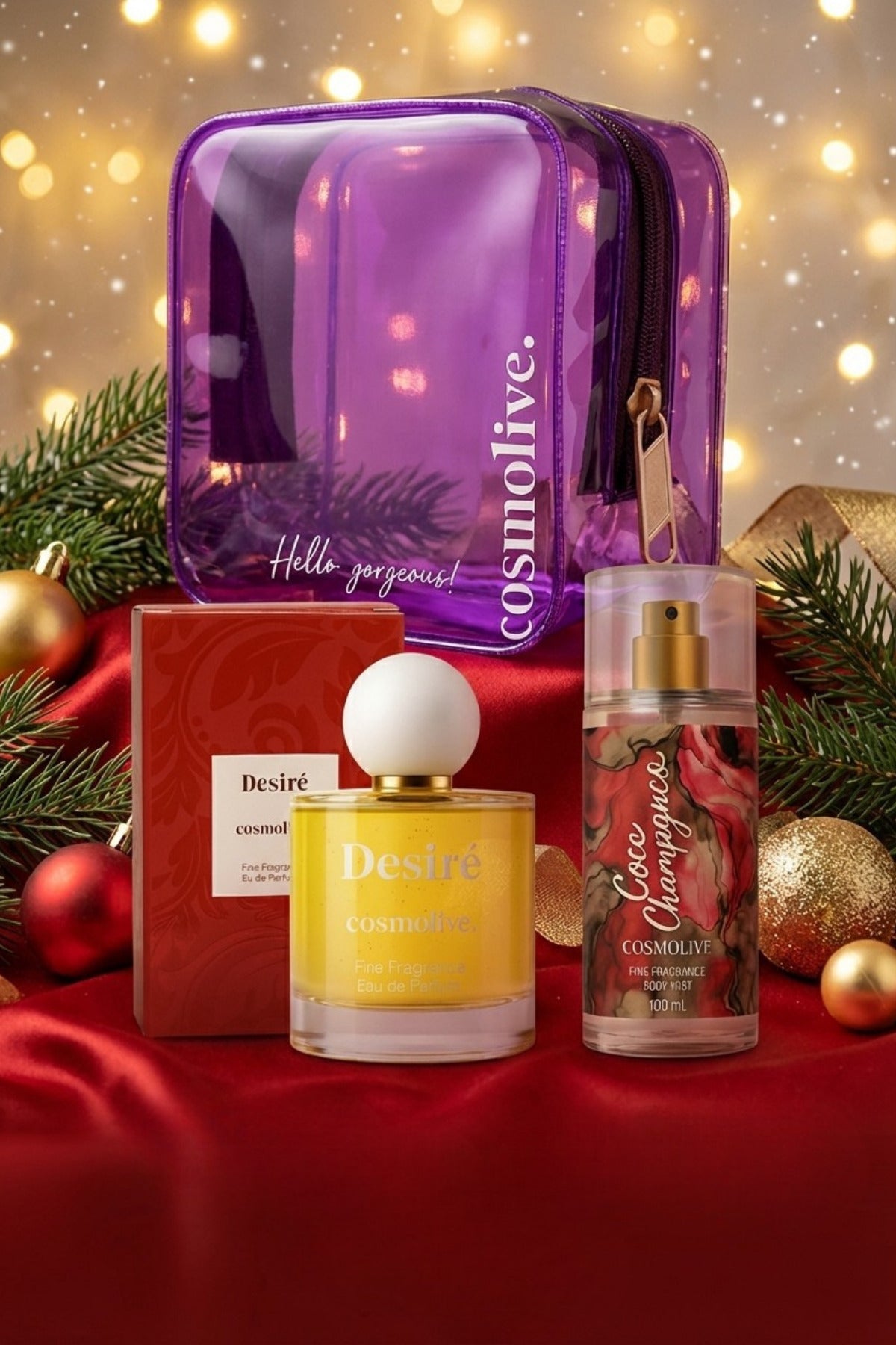 Premium Yılbaşı Ürünleri Hediye Seti Makyaj Çantası, Kadın Parfüm Ve Vücut Spreyi Body Mist - 2