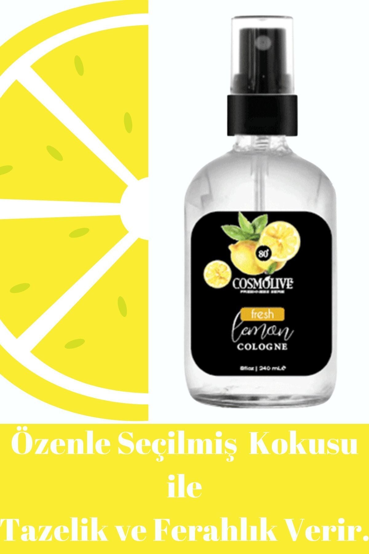 Kolonya Taze Limon 80° Spreyli Cam Şişe Kraft Kutu 240 ml - 3