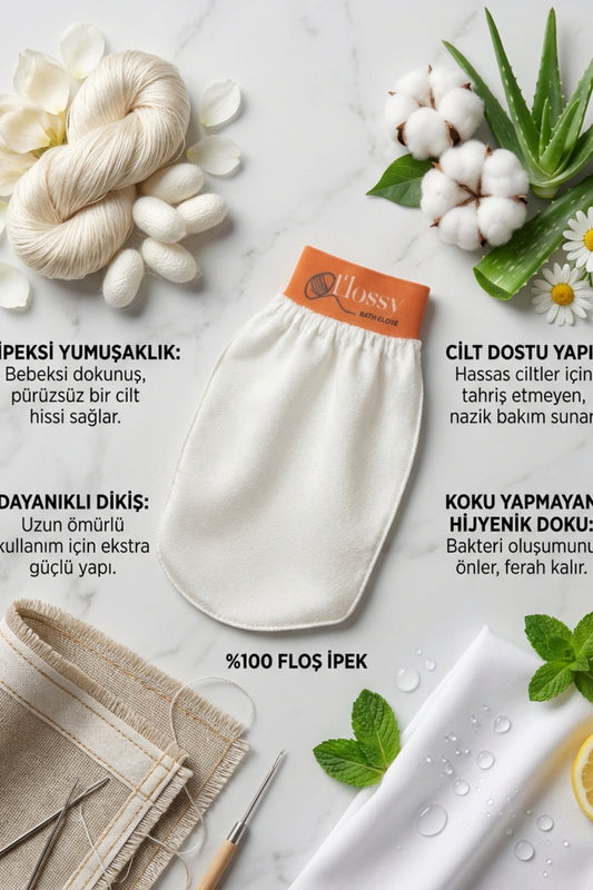 %100 İpek Kese Banyo Kesesi ve Duş Cilt Bakımı Floş Yüz Vücut Kesesi Peeling Eldiveni Viridis - 2