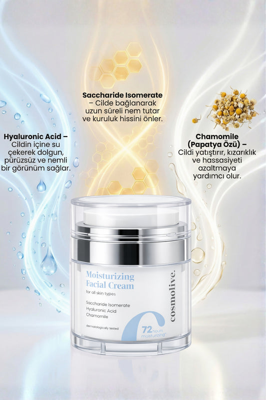 Yüz Kremi Hyaluronik Asit Uzun Süreli Nemlendirici Papatya 72 Saat Etkili - 2