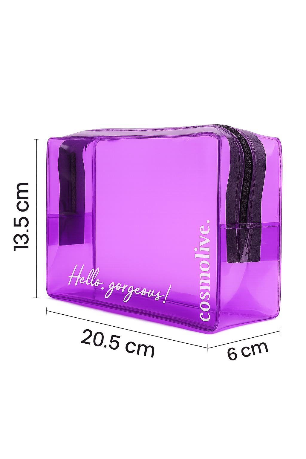 Şeffaf Seyahat Cilt Bakım, Makyaj ve Kozmetik Düzenleme Çantası PVC Mor Large