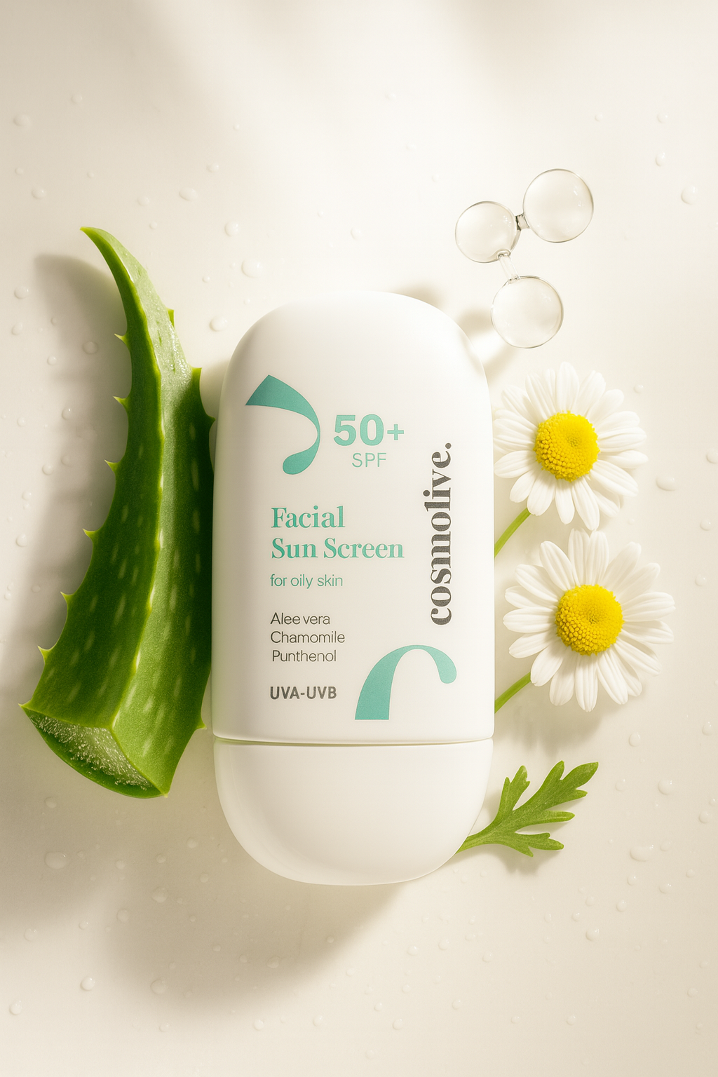 Güneş Kremi %100 Doğal Su Bazlı Yüz Spf 50 Yağlı Ciltler İçin