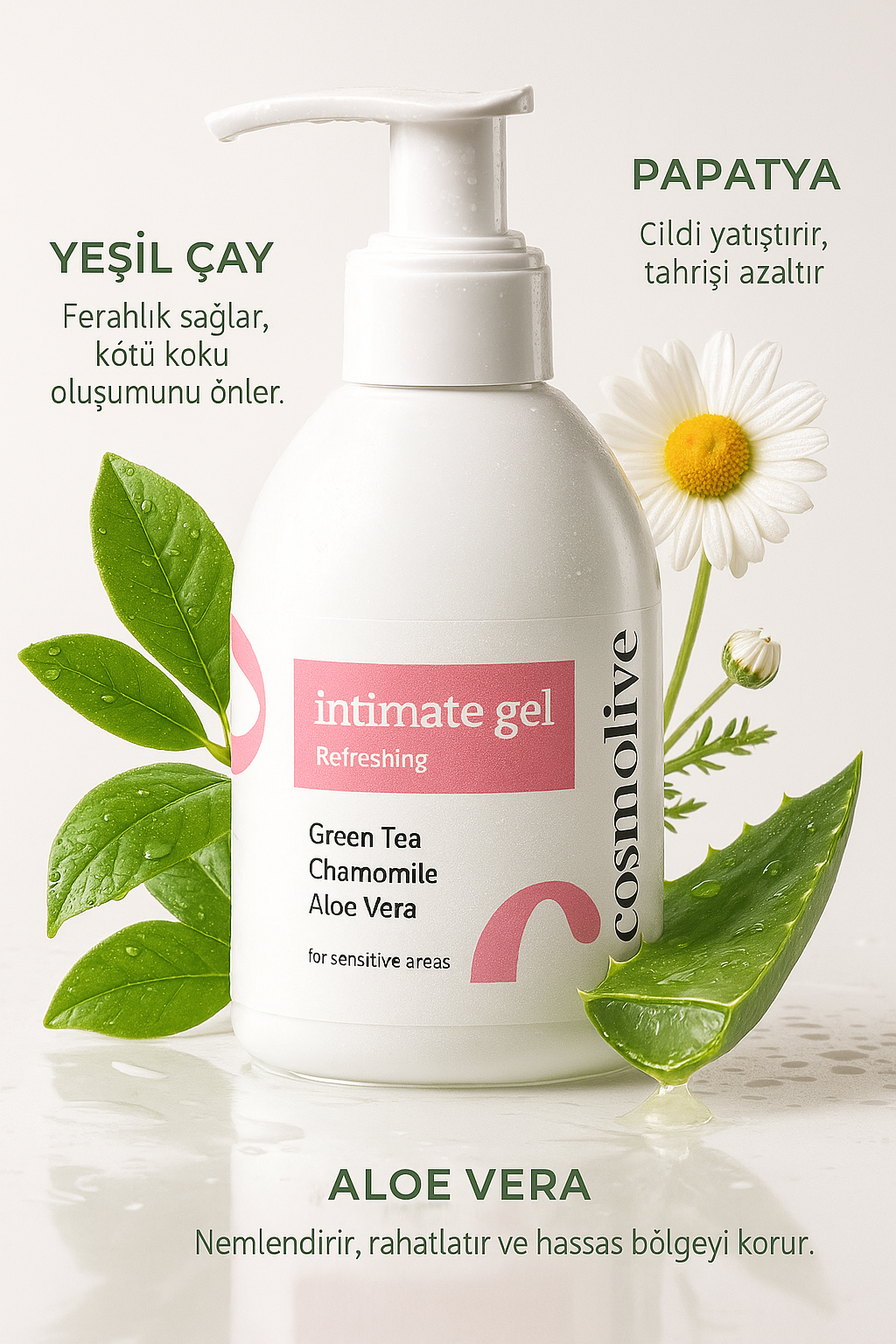 İntim Yıkama Jeli 300ml | Genital Bölge Koku Giderici | Batık Giderici | Aloe Vera & Papatya