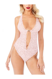 Kadın Babydoll Bodysuit Taş Detaylı Ayarlanabilir Askılar Pudra Renk