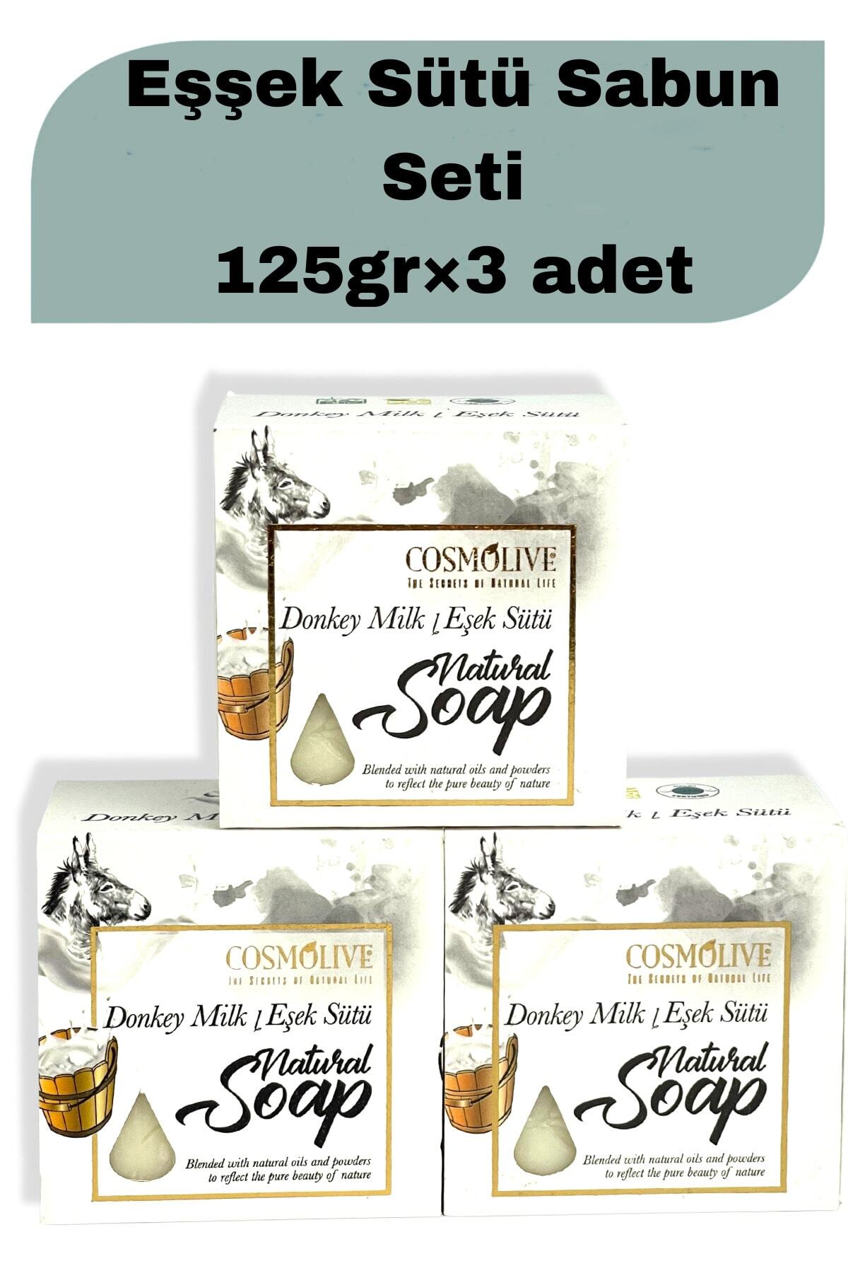 Sabun Seti Eşek Sütü Natural 3'lü Katı Sabun 3x125 gr