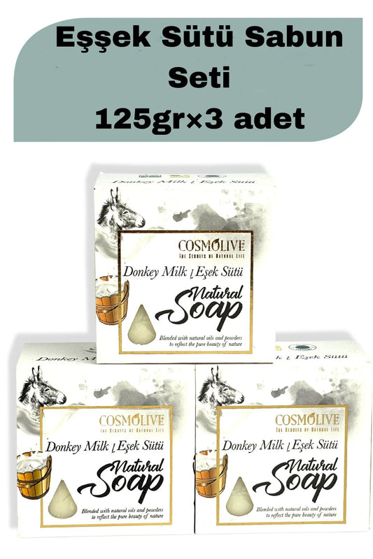 Sabun Seti Eşek Sütü Natural 3'lü Katı Sabun 3x125 gr