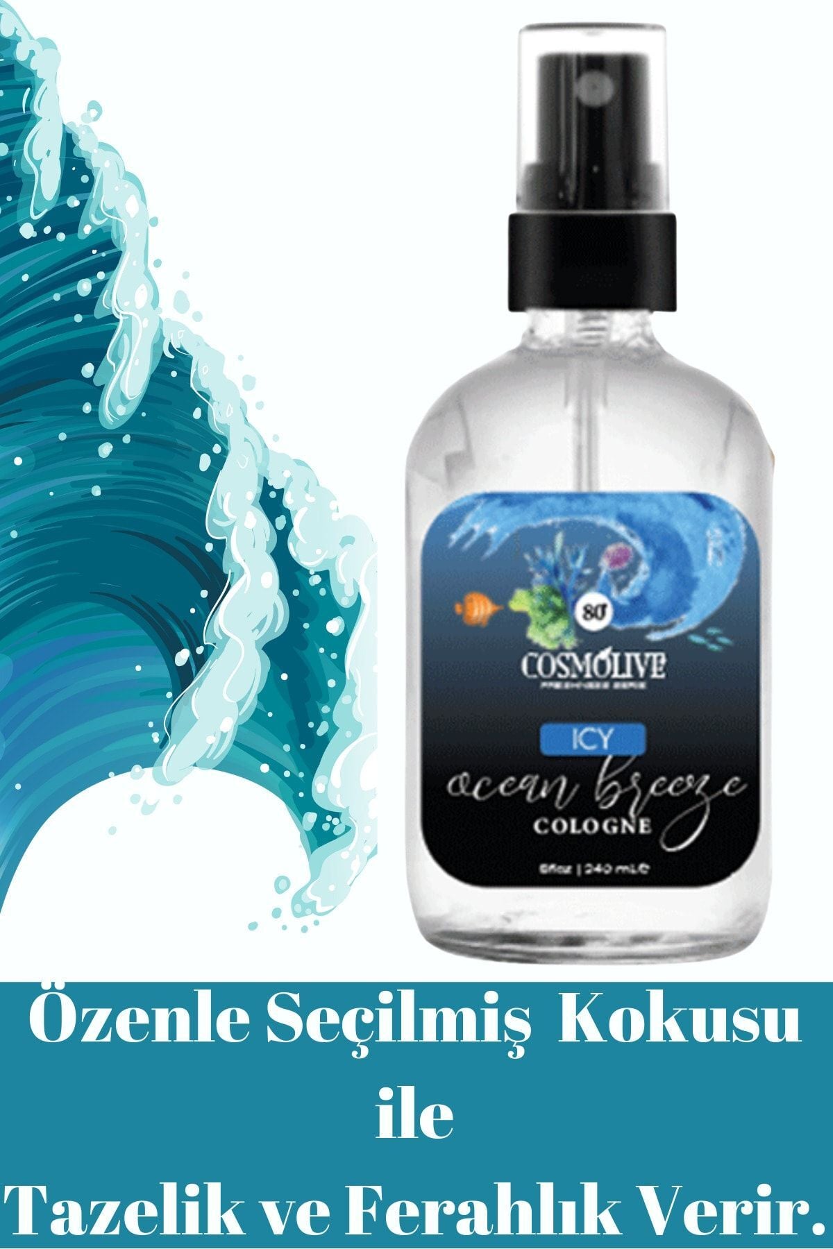 Kolonya Okyanus Esintisi 80° Spreyli Cam Şişe Kraft Kutu 240 ml - 3