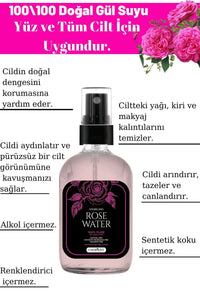 Gül Suyu %100 Saf Aydınlatıcı Gözenek Sıkılaştırıcı Püskürtmeli Cam Şişe 240 ml - 2