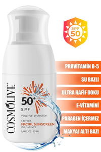Doğal Yüz Güneş Kremi Spf 50+ Suya Dayanıklı, Su Bazlı B5 Ve E Vitamini Içerir