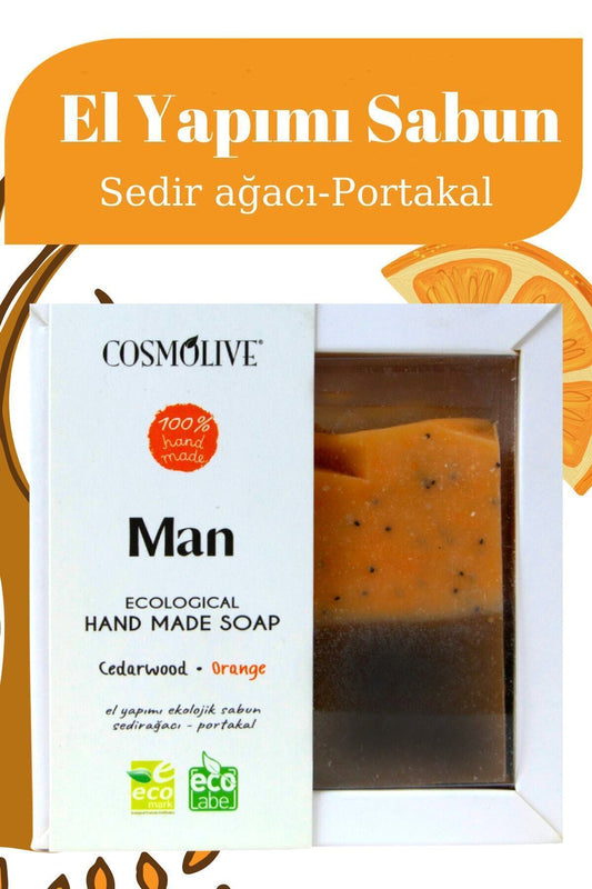 El Yapımı Sabun Sandal Ağacı & Portakal Erkeklere Özel Yüz Saç Cilt Bakımı 100 gr