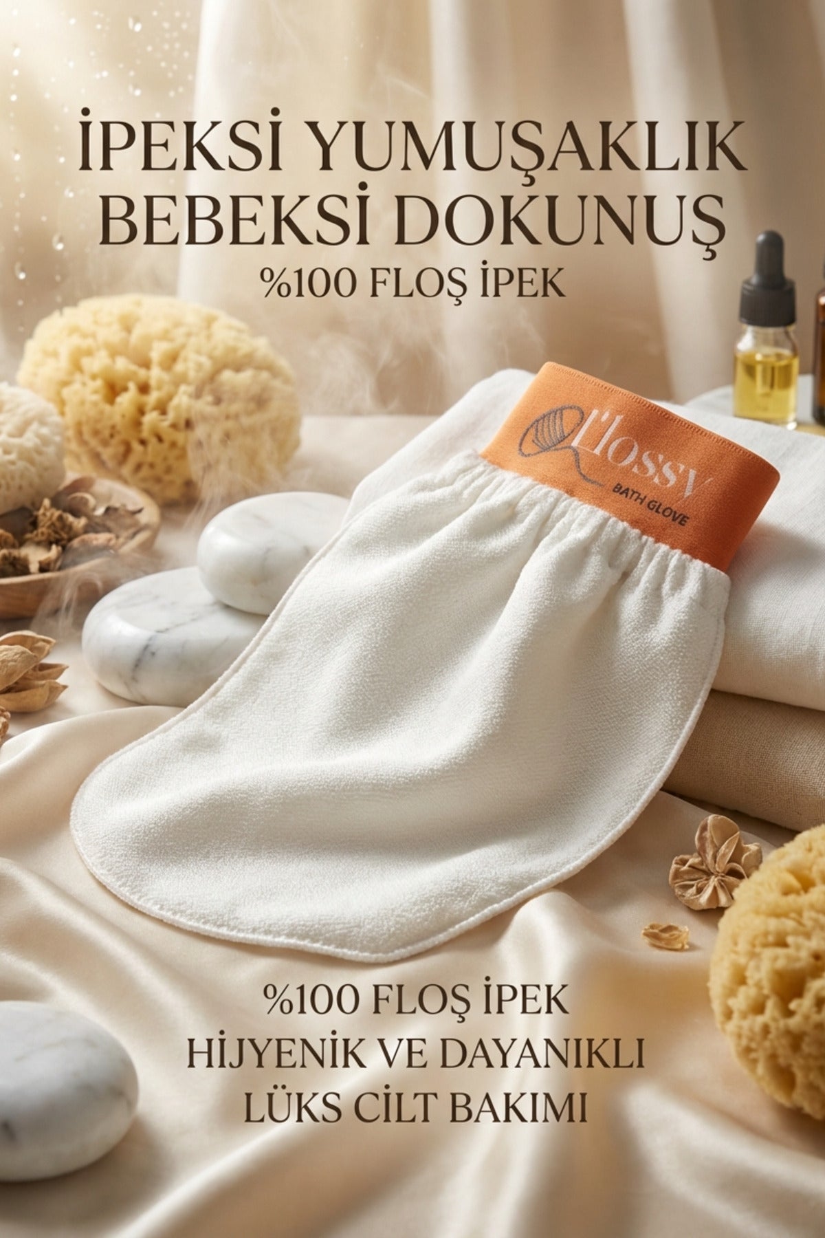 %100 İpek Kese Banyo Kesesi ve Duş Cilt Bakımı Floş Yüz Vücut Kesesi Peeling Eldiveni Viridis - 4