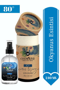 Kolonya Okyanus Esintisi 80° Spreyli Cam Şişe Kraft Kutu 240 ml