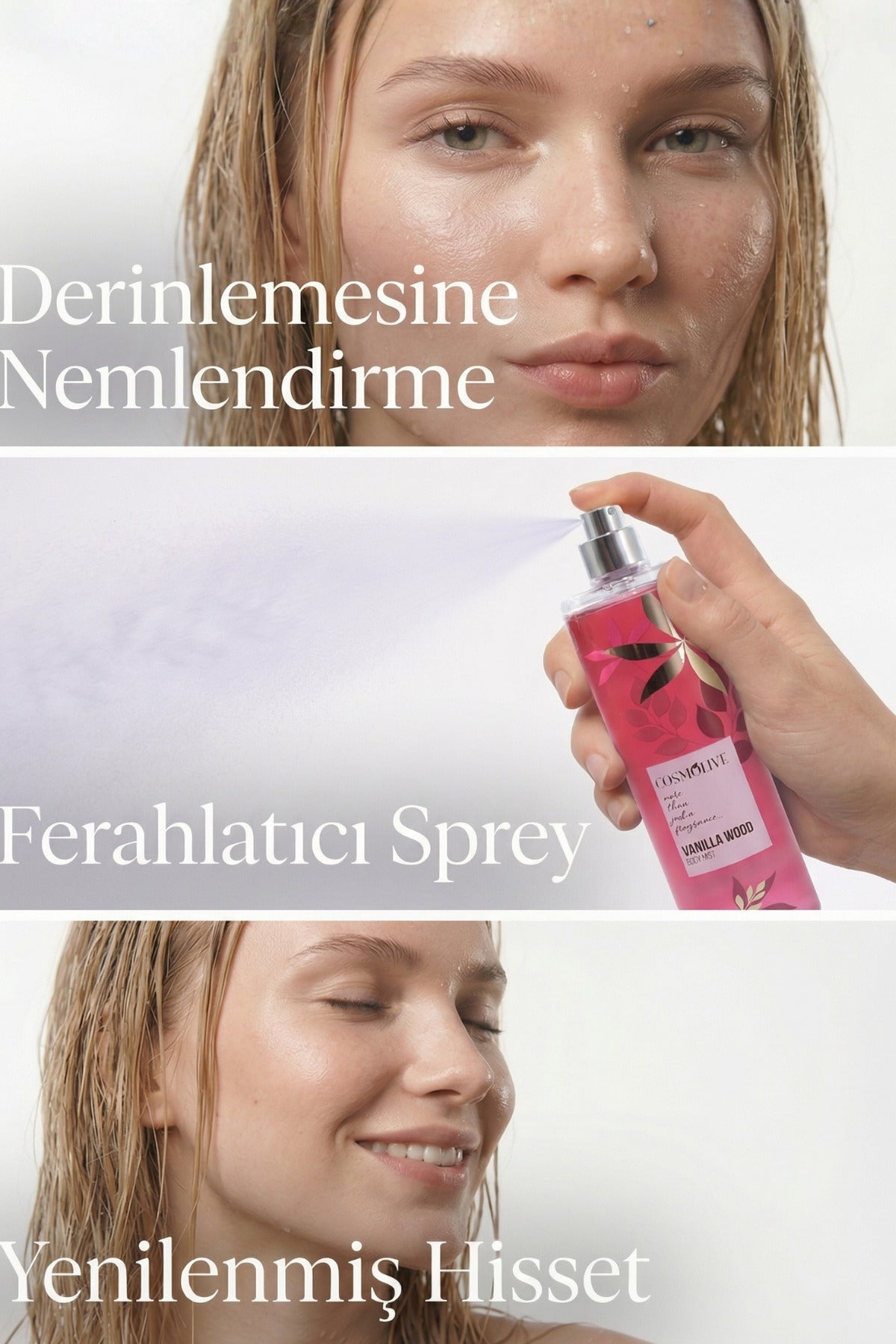 Vücut Spreyi Body Mist Gold Angel Vanilla Wood Kadın Işıltılı Nemlendirici 250 ml - 5