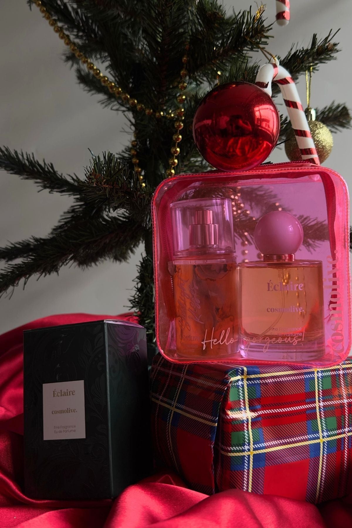 Yılbaşı Seti Pembe Makyaj Çantası, Kadın Parfüm Ve Vücut Spreyi Body Mist Edp