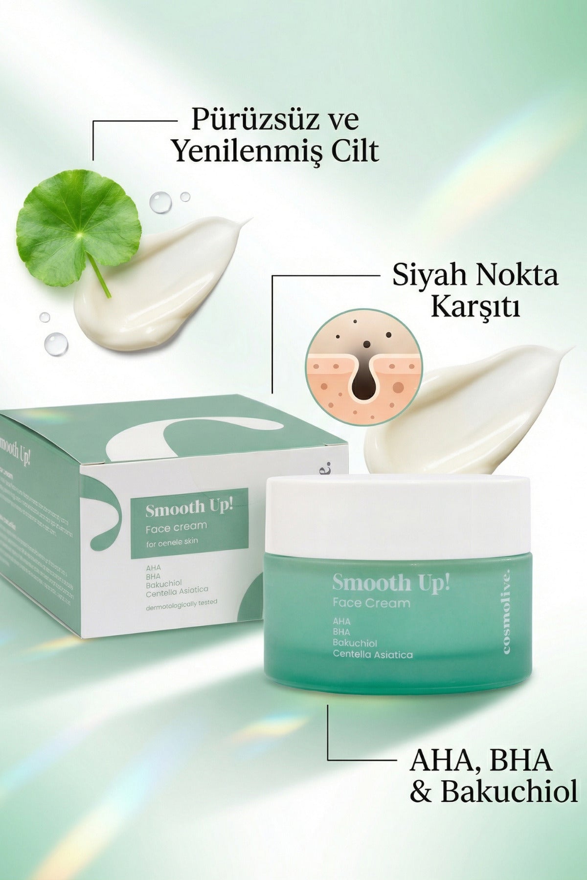 Yüz Kremi Aha Bha Ile Cilt Yenileme Bakuchiol Gözenek Sıkılaştırıcı Karşıtı Smooth Up - 2