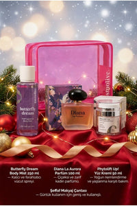 Premium Yılbaşı Ürünleri Hediye Seti Makyaj Çantası, Kadın Parfüm Ve Vücut Spreyi Body Mist - 2