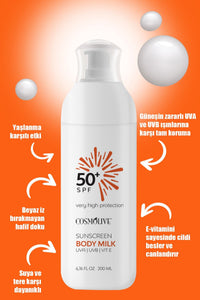 Doğal Güneş Kremi Spf +50 - 200 Ml Suya Dayanıklı Su Bazlı Vücut Sütü, Vit-e, Hafif Doku - 2