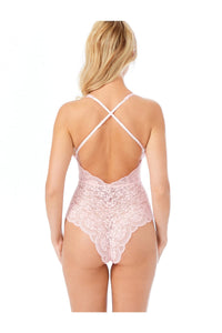 Kadın Babydoll Bodysuit Taş Detaylı Ayarlanabilir Askılar Pudra Renk - 2