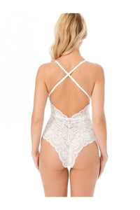Kadın Babydoll Bodysuit Taş Detaylı Ayarlanabilir Askılar Krem Renk Liana - 2