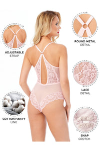 Kadın Bodysuit Babydoll Alttan Çıtçıtlı Dantel Detaylı Askıları Ayarlanabilir - 3