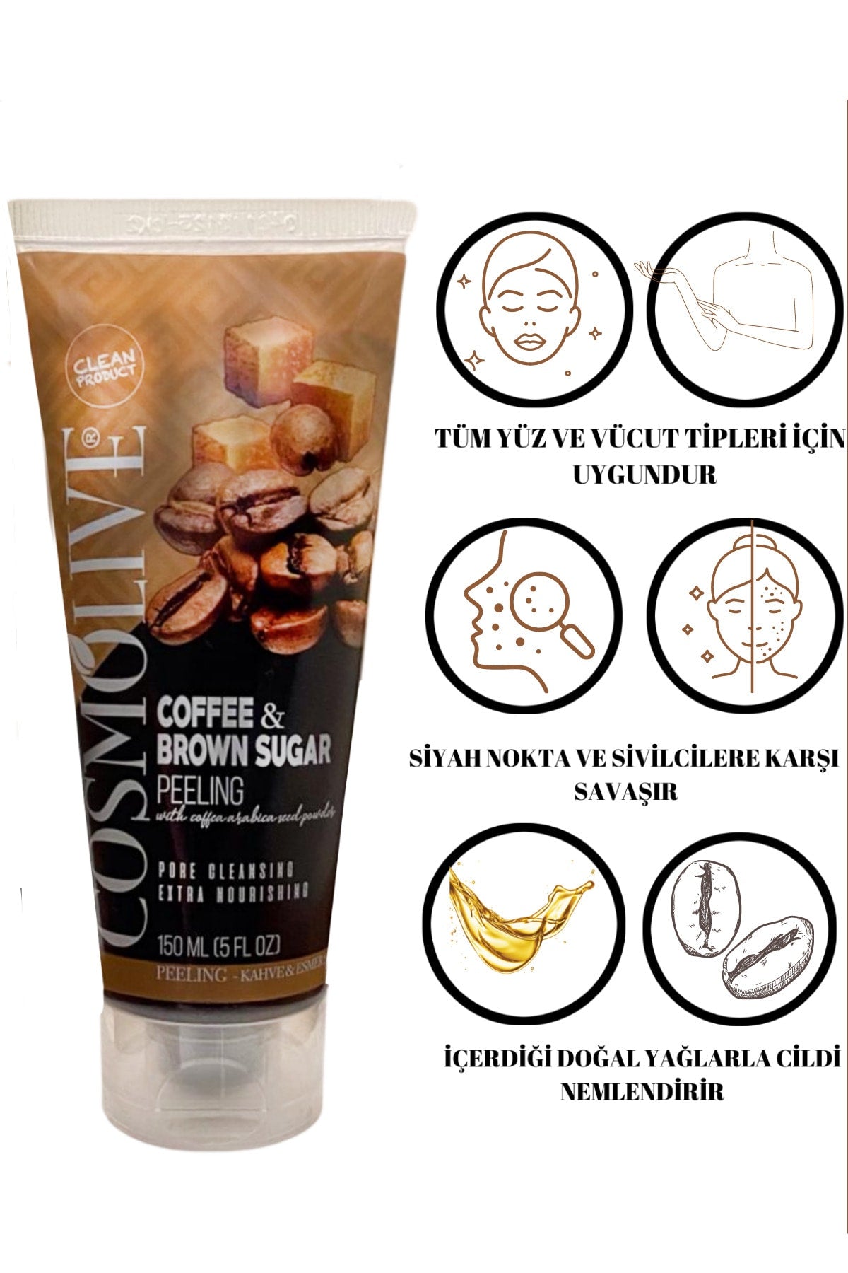 Peeling Kahve-şeker Arındırıcı, Nemlendirici Cildi Aydınlatan Yüz Ve Vücut Şeker Peelingi 150 ml - 4