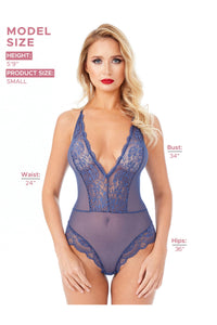 Kadın Bodysuit Babydoll Alttan Çıtçıtlı Dantel Detaylı Askıları Ayarlanabilir Koyu Kobalt - 5