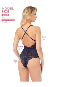 Kadın Babydoll Bodysuit Taş Detaylı Ayarlanabilir Askılar - 5