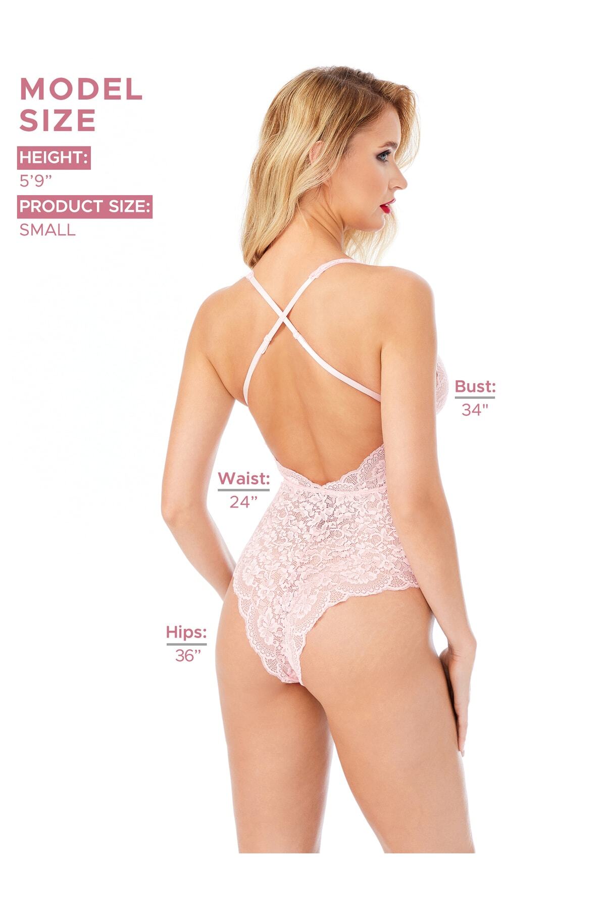Kadın Babydoll Bodysuit Taş Detaylı Ayarlanabilir Askılar Pudra Renk - 5