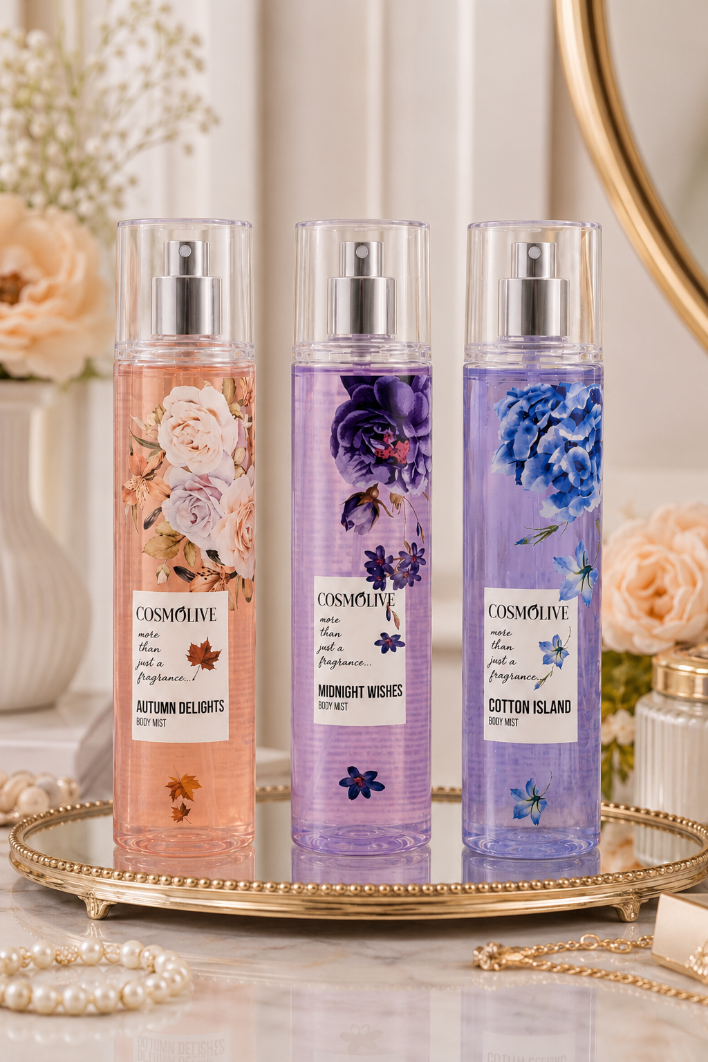 Cosmolive 3’lü Premium Body Mist Seti – 3 Al 2 Öde | 250 ml x 3