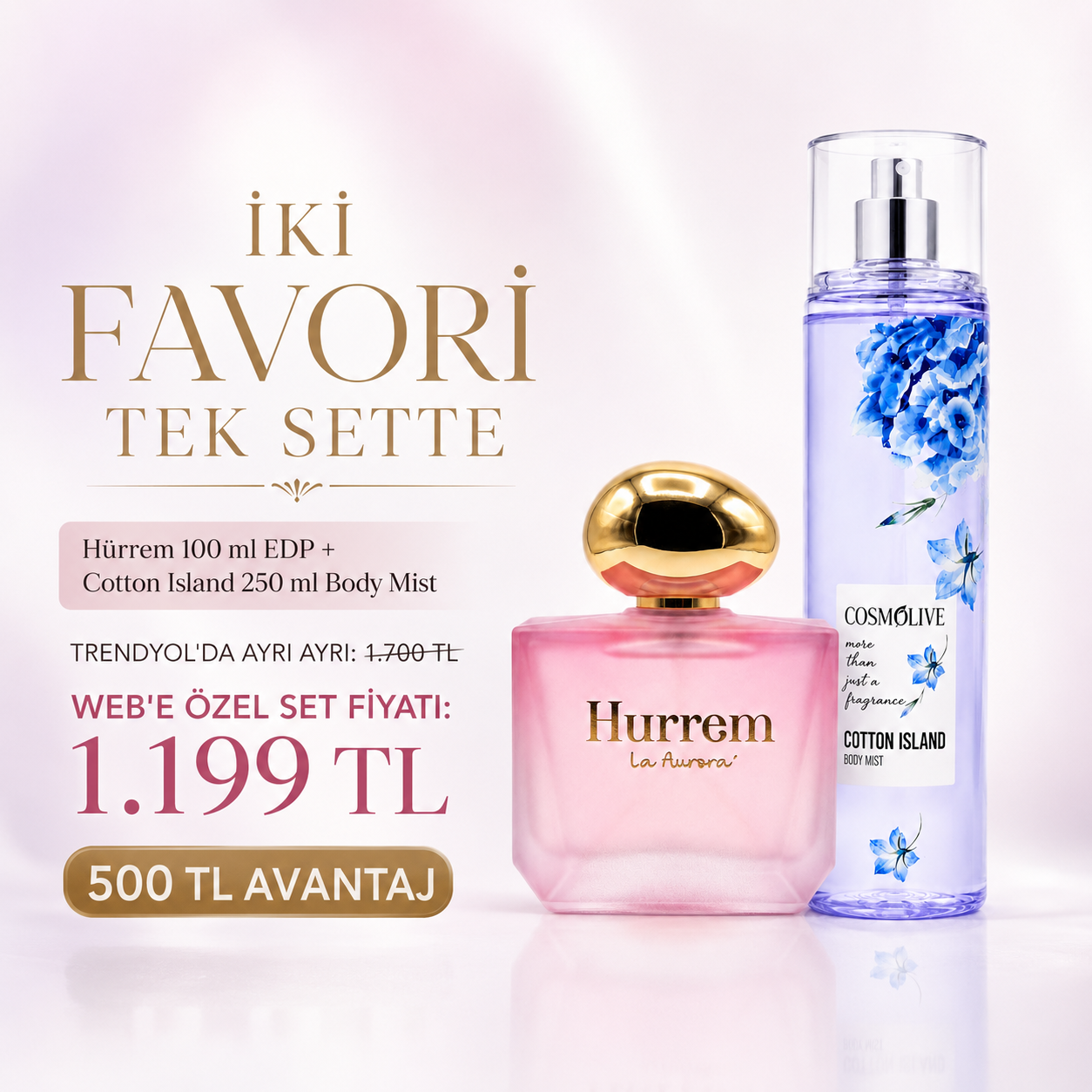 Hürrem Parfüm & Cotton Island Body Mist Vücut Spreyi İkili Set