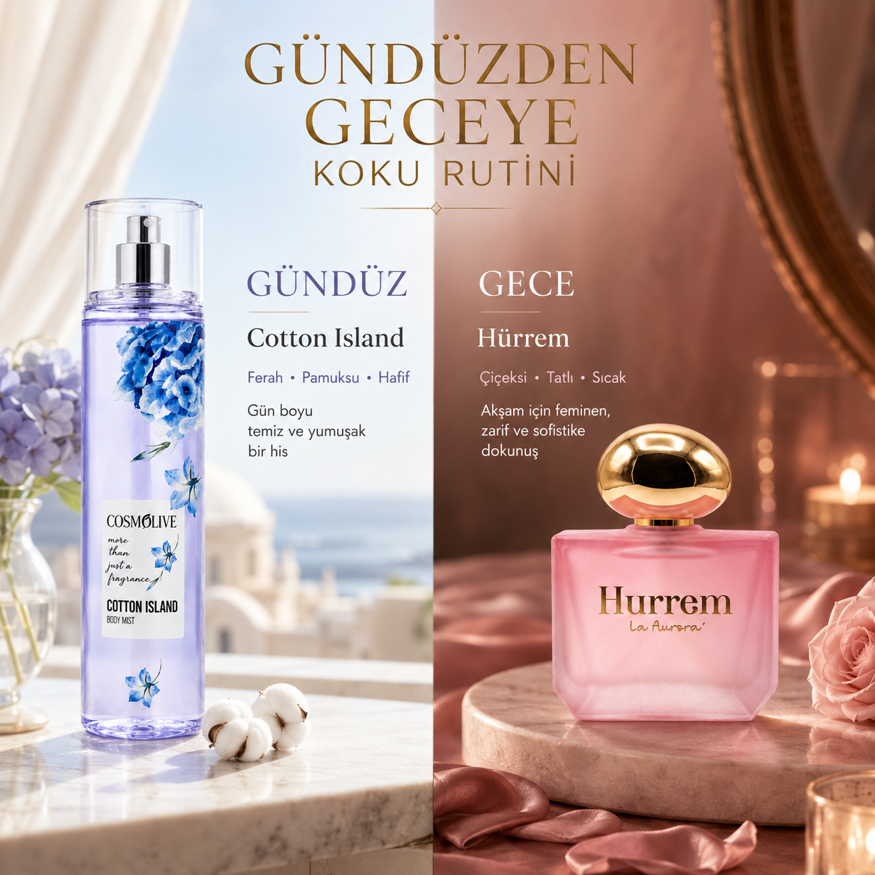 Hürrem Parfüm & Cotton Island Body Mist Vücut Spreyi İkili Set