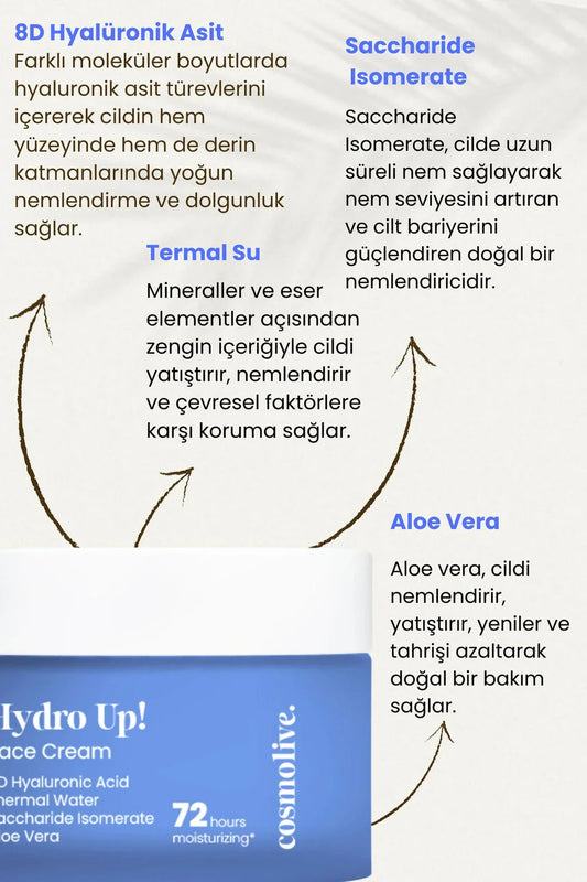 Yüz Kremi  Hydro Up! 8d Hyaluronik Asit Aloe Vera