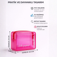 Şeffaf Seyahat Cilt Bakım, Makyaj ve Kozmetik Düzenleme Çantası PVC Pembe_Large