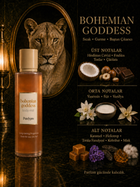 Bohemian Goddess body mist, dişi aslan ve sıcak gurme koku notaları