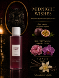 Midnight Wishes body mist, dişi jaguar ve meyvemsi çiçeksi koku notaları